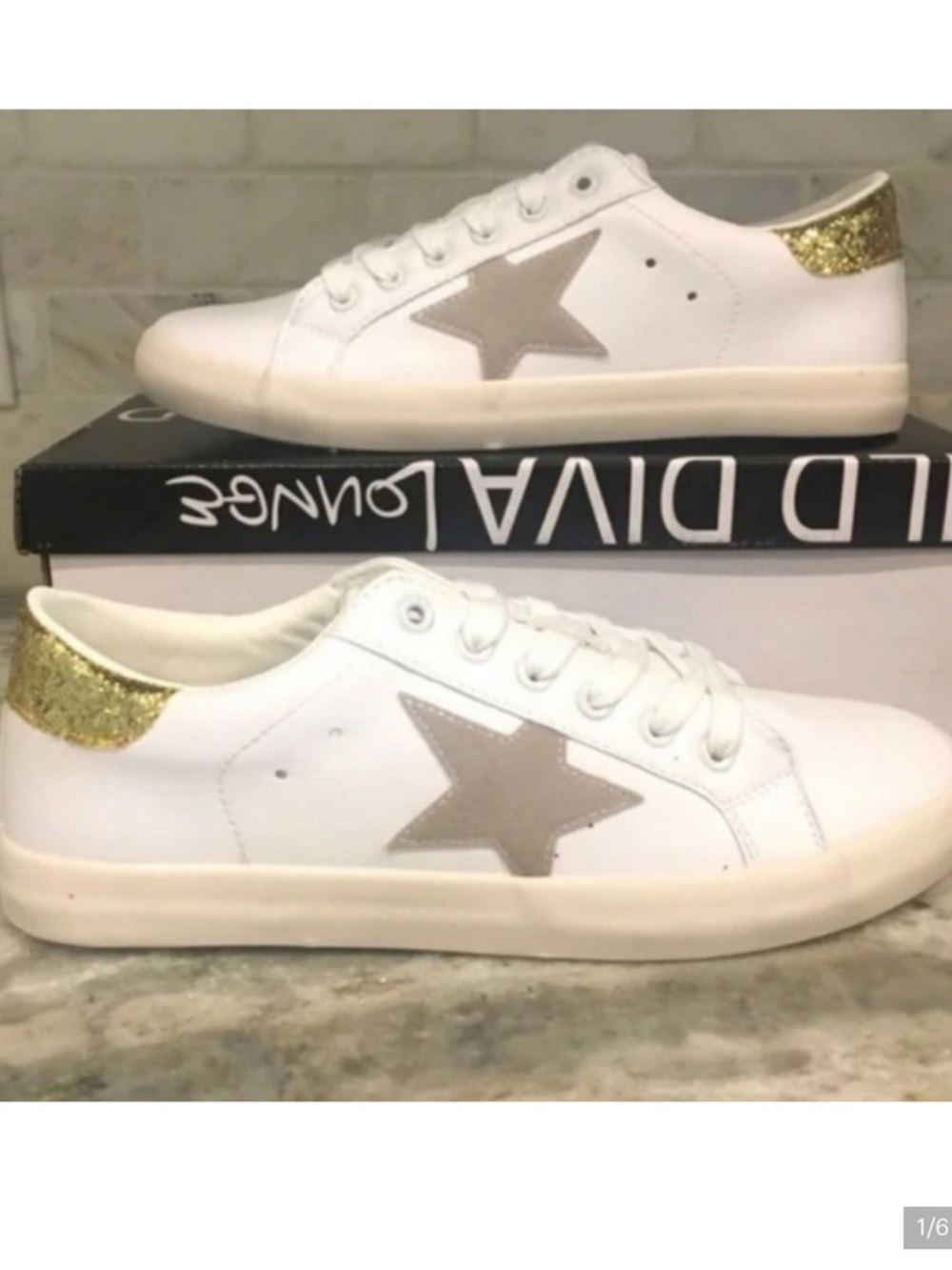 Wild Diva Gold Sequin Star Sneakers 8.5